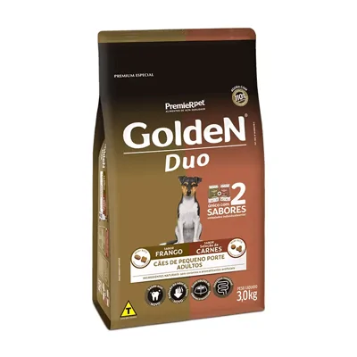 Ração Golden Duo Mini Bits para Cães Adultos de Pequeno Porte Sabor Frango à Moda Caipira e Carnes ao Molho - 3kg

