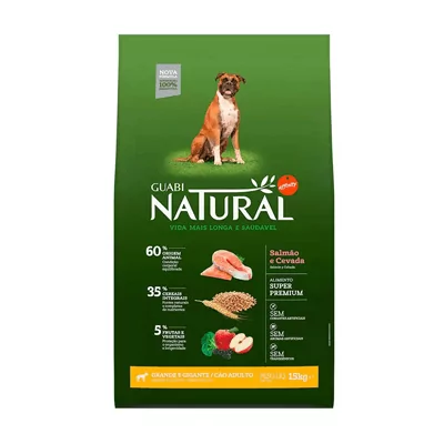 Ração Guabi Natural para Cães Adultos de Raças Grandes sabor Salmão & Cevada