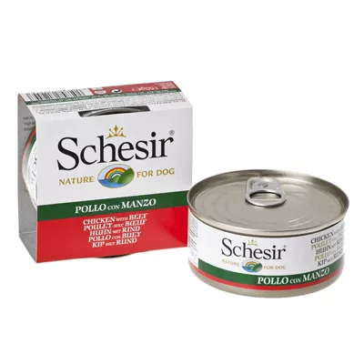 Ração Úmida Lata Schesir para Cães Sabor Frango e Carne - 150g