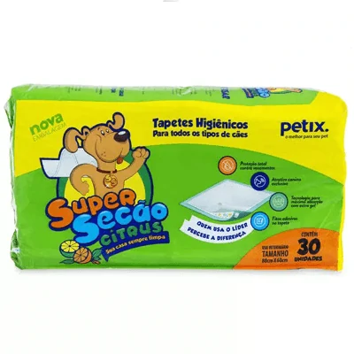 Super Secão Citrus Tapete Higiênico Petix para Cães - 30 Unidades
