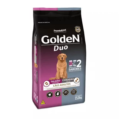 Ração Golden Duo para Cães Adultos Sabor Salmão com Ervas e Cordeiro com Arroz - 15kg