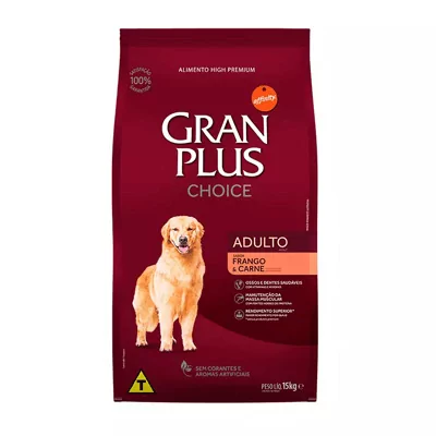 Ração Guabi GranPlus Choice Frango e Carne para Cães Adultos - 15kg