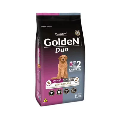 Ração Golden Duo para Cães Adultos Sabor Salmão com Ervas e Cordeiro com Arroz - 15kg