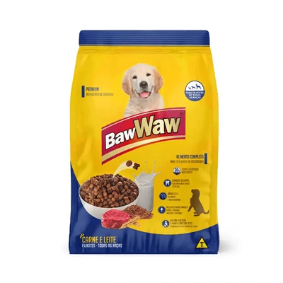 Ração Baw Waw para Cães Filhotes Sabor Carne e Leite