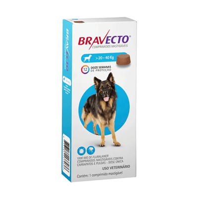 Antipulgas e Carrapatos Bravecto MSD para Cães de 20Kg a 40Kg