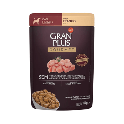 Ração Úmida GranPlus Gourmet Sachê para Cães Filhotes Sabor Frango - 100g