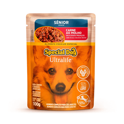 Ração Úmida Special Dog Ultralife para Cães Sênior Sabor Carne ao Molho 100g