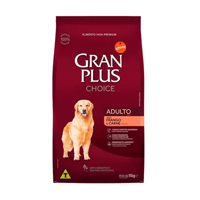 Ração Guabi GranPlus Choice Frango e Carne para Cães Adultos - 15kg