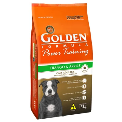 Ração Golden Power Training para Cães Adultos Sabor Frango e Arroz - 15kg