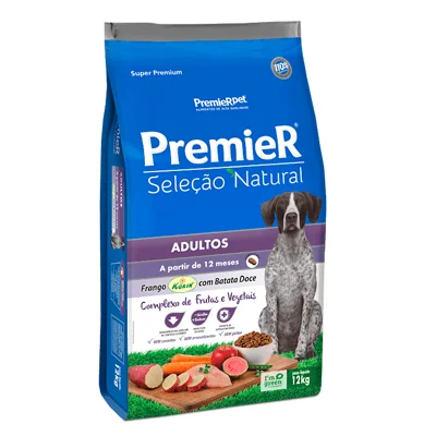 
Ração Seleção Natural Premier para Cães Adultos sabor Frango com Batata Doce 12kg