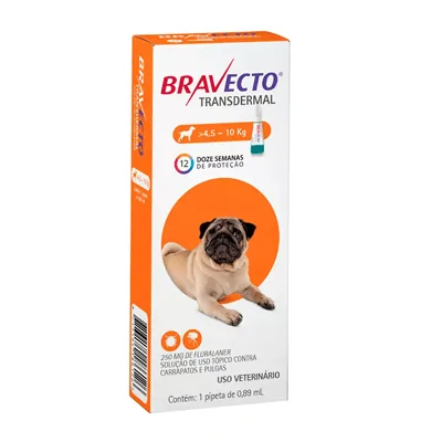 Antipulgas e Carrapatos Bravecto Transdermal MSD para Cães 4,5 a 10kg

