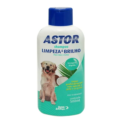 Shampoo Mundo Animal Cães e Gatos Astor Limpeza e Brilho