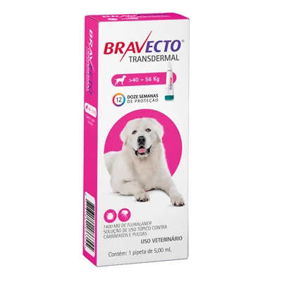 SAntipulgas e Carrapatos Bravecto Transdermal MSD para Cães 40 a 56kg