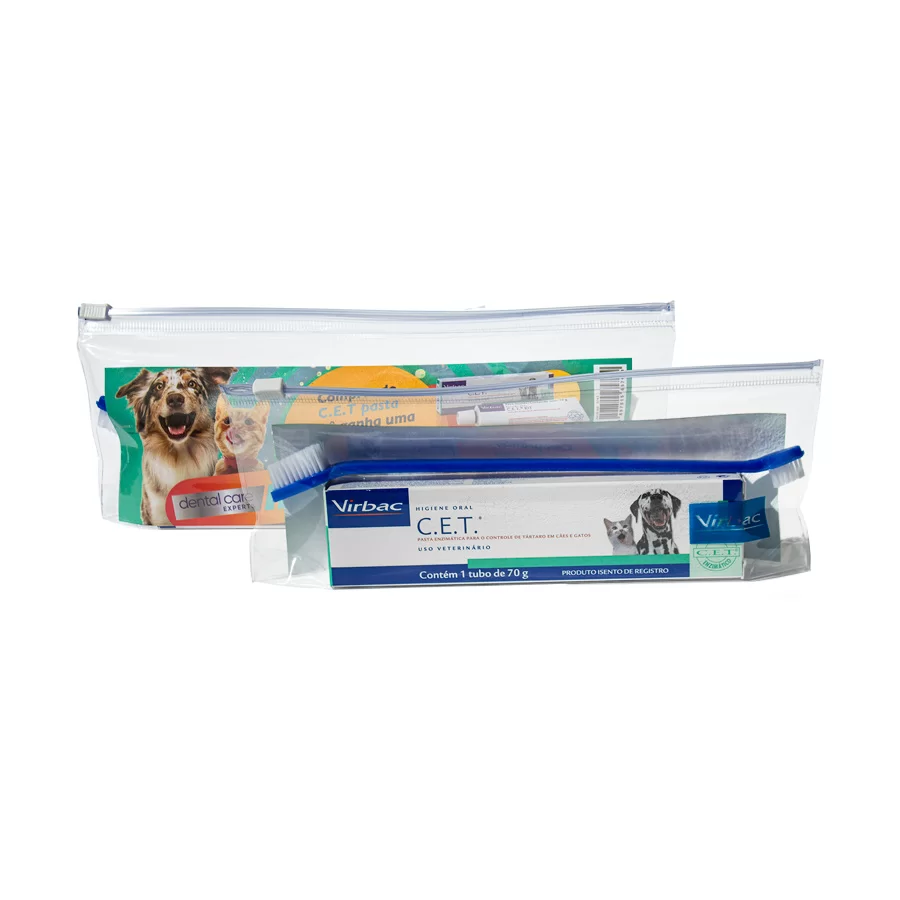 Kit de Saúde Oral Virbac Pasta e Escova para Cães e Gatos