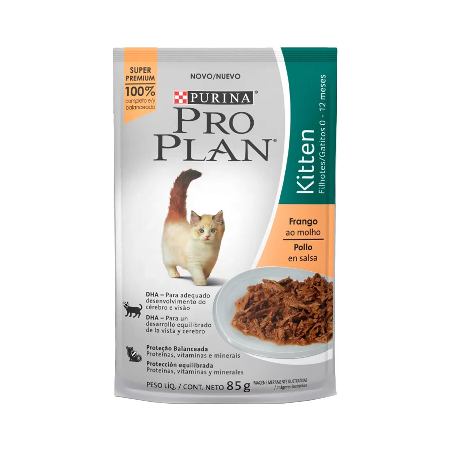 Ração Úmida Pro Plan para Gatos Kitten Sachê sabor Frango 85g