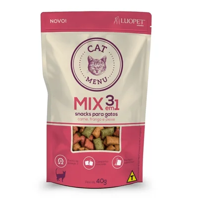 Petisco Luopet Cat Menu Mix 3 em 1 para Gatos - 40g