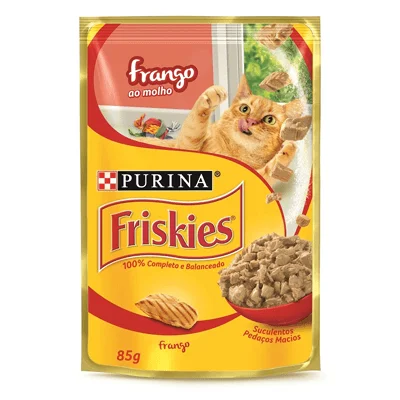 Ração Úmida Friskies Sachê para Gatos Adultos Sabor Frango ao Molho - 85g
