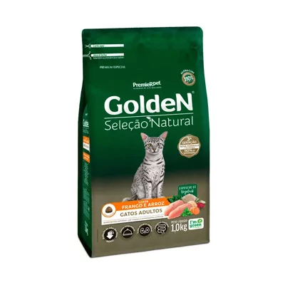 Ração Golden Seleção Natural para Gatos Adultos Sabor Frango
