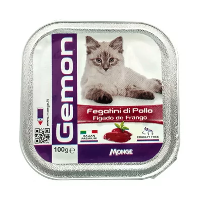 Ração Úmida Patê Gemon para Gatos Sabor Fígado e Frango - 100g

