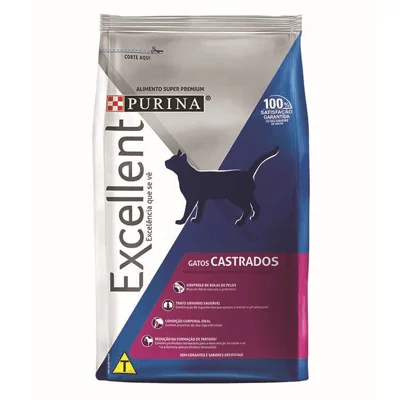 Ração Excellent para Gatos Castrados sabor Frango e Arroz - 7,5kg