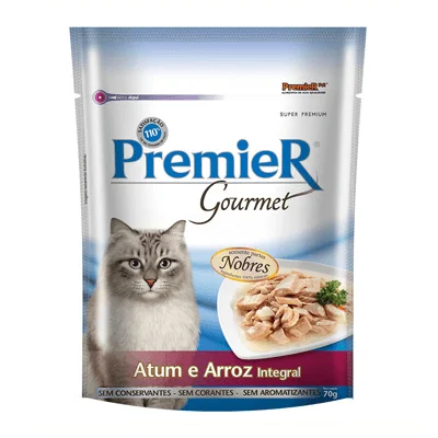 Ração Úmida Premier Gourmet Para Gatos sabor Atum e Arroz integral 70g