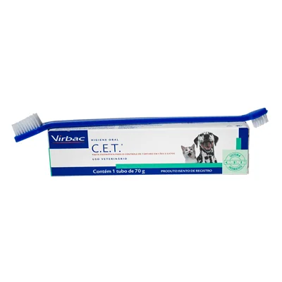 Kit de Saúde Oral Virbac Pasta e Escova para Cães e Gatos