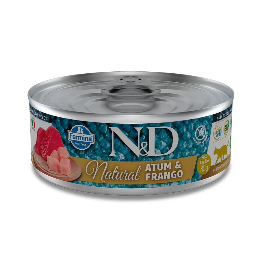 Ração Úmida N&D Natural para Gatos Sabor Atum e Frango 80g